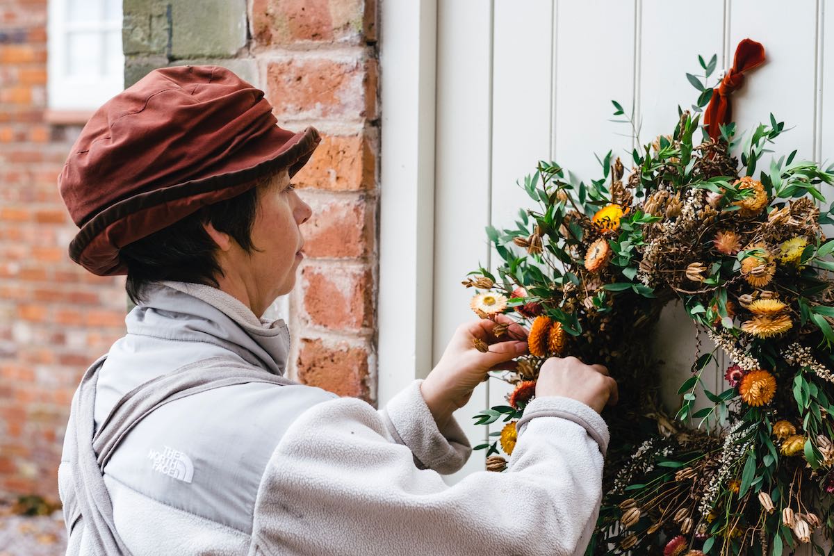Beautiful British everlasting dried autumn wreath