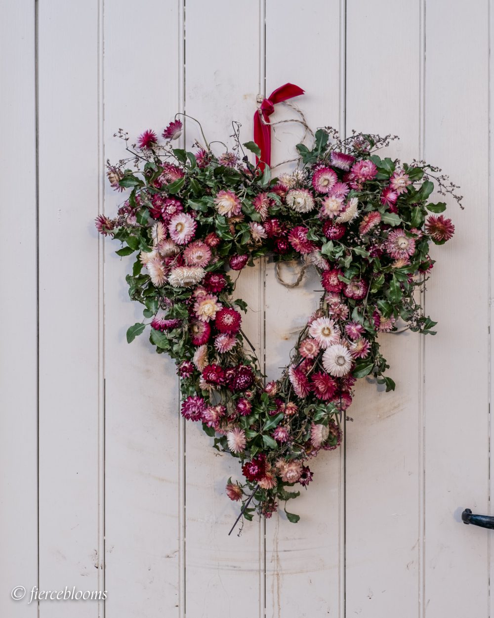 Heart shaped dried flower wreath