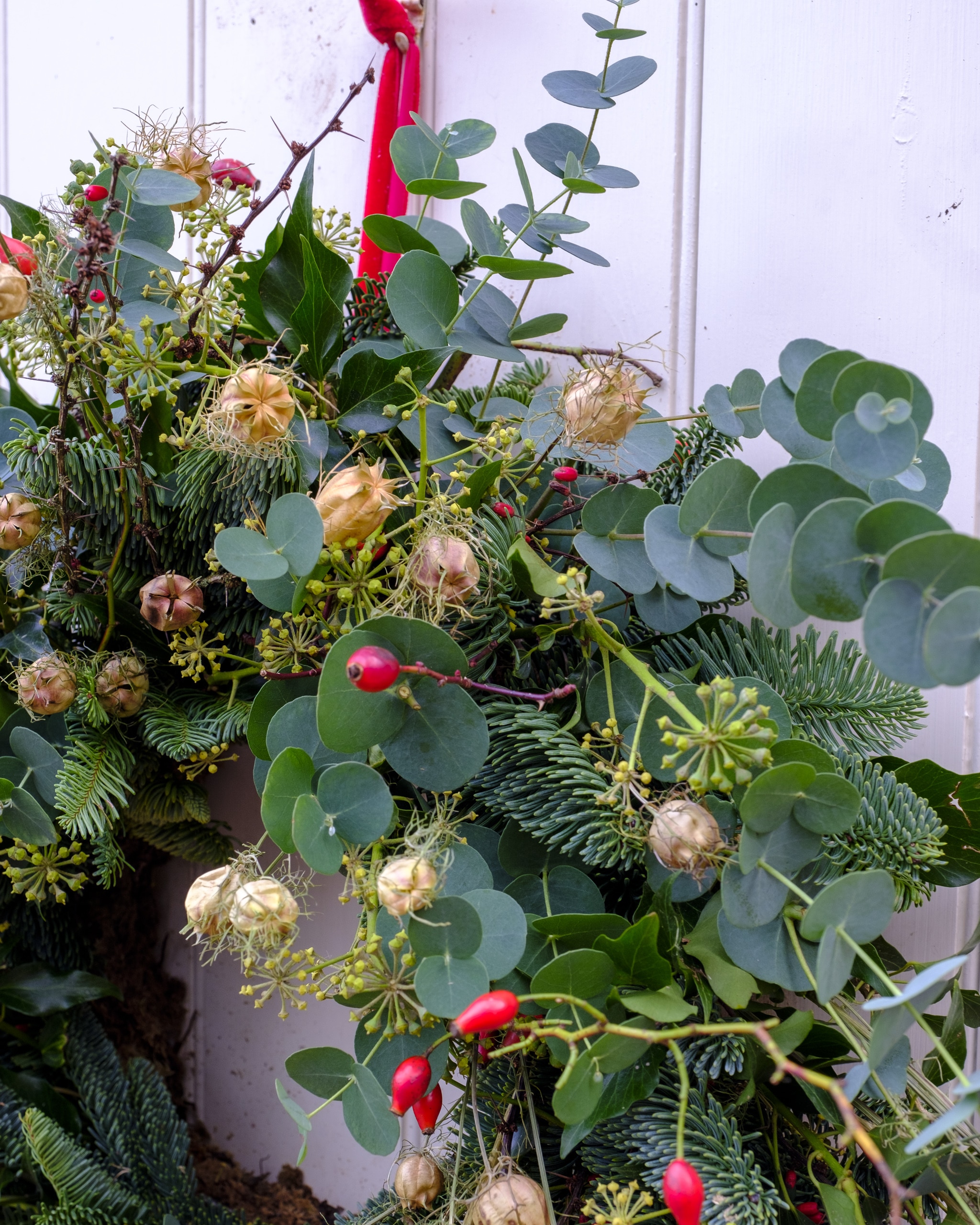 foliage on a Christmas wreath