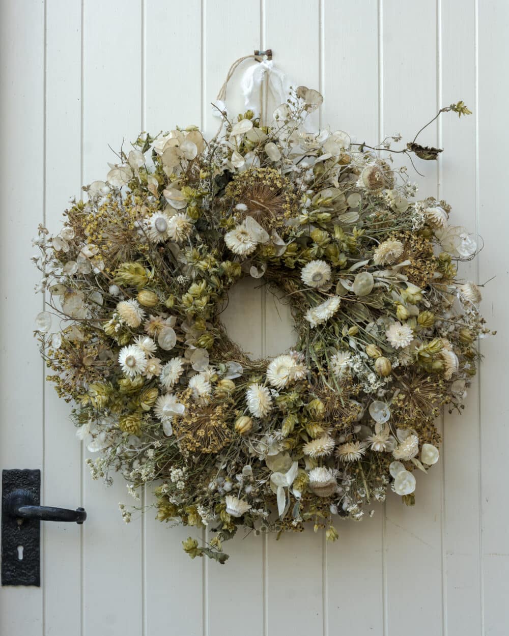 Everlasting Dried Flower Wreath in a wild garden style
